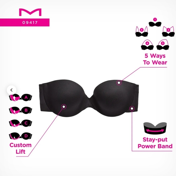 MAIDENFORM Custom Lift Strapless Bra with Underwire, Convertible Straps Size 38C - Picture 9 of 9